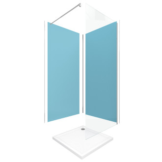 Pack 2 panneaux muraux wall'it bleu + receveur whiteness ii + paroi freedom 2 thin transparent + barre de fixation chrome Aurlane - PACP048