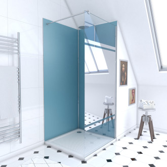 Ensemble complet douche à l’italienne avec Receveur 90×90 + Paroi miroir + Panneaux muraux - PACP051