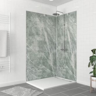 Pack panneaux muraux + profilé d'angle chrome + 2 profilés de finition chrome - 120x90x210 - ice green 120 Aurlane - PACP259