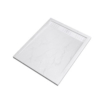 Pack receveur 100x80 blanc effet pierre et grille décor en aluminium blanc brillant - pack moon Aurlane - PACR014