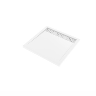 Pack receveur acrylique blanc 80x80 et grille décor aluminium blanc brillant - pack whitness ii Aurlane - PACR022