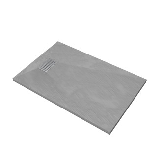 Pack receveur gris effet pierre 120x80 cm et grille décor linéaire en inox - pack rock 2 Aurlane - PACR119