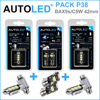 Pack p38 4 ampoules à led - h6w(bax9s) 5 leds canbus+navette c5w 42mm canbus autoled®