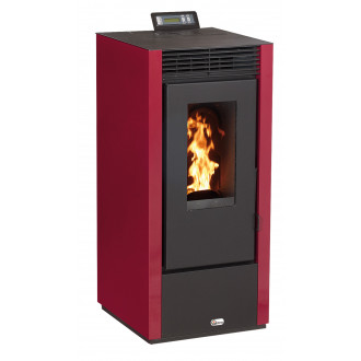 Optimo poêle à granulés carré étanche ustica bordeaux 11kw