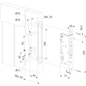 Serrure à encastrer inox locinox pour portail bois - h-wood
