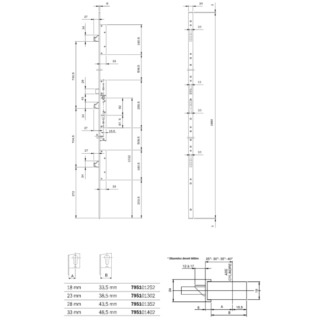 Serrure 3 points multiblindo inox iseo pêne réversible - têtiere u 1860x24x6 - axe 25 - 795101252