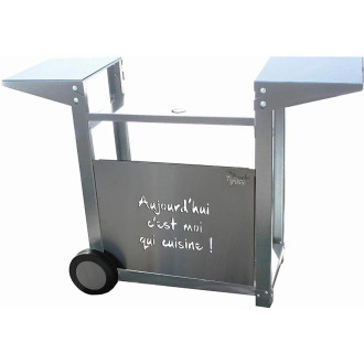 Chariot pour plancha 2 feux - Tout INOX avec façade - CHI008