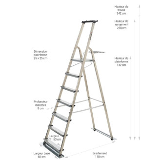 Escabeau aluminium de jardin 7 marches, ESCV23507