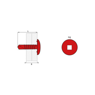 Boîte 250 vis autoperceuse tête ronde large zingué scell-it - sq2 - 4.8 x 25 mm - trlq48025