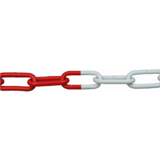 Chaîne de signalisation viso - acier rouge et blanc - ø6 mm - longueur 15m - din233rb/ct