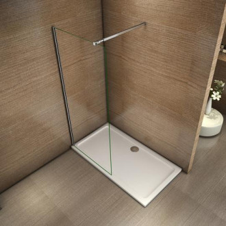 Paroi de douche 30x200cm , 8mm verre anticalcaire walk in paroi de fixation avec barre de fixation extensible