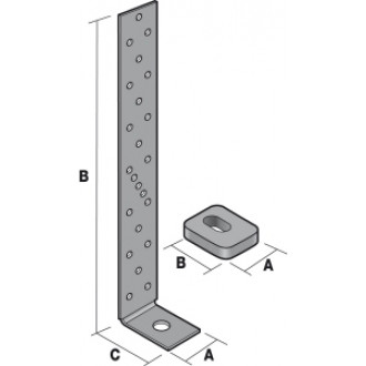 Ancrage pour montant d'ossature + 1 rondelle dimensions au choix