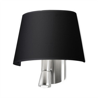 Applique balmoral avec liseuse, nickel satiné et abat jour noir