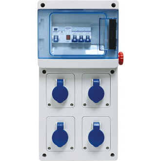 Coffret de chantier mono équipé 4PC 2P+T + arrêt d'urgence + voyant - EUROHM - 19200