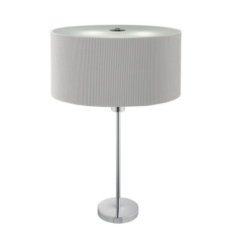 Lampe drum pleat, en chrome et verre, abat-jour gris