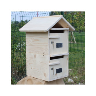 Boîte aux lettres en bois créastuce double toit bois massif
