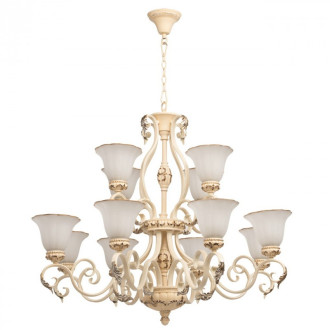 Chandelier beige country 12 ampoules 230 cm
