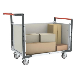 Chariot modulaire PP alvéolaire 2 dossiers + 1 ridelle plateau tôle galva 1000 x 600 mm 250 kg - 806724284
