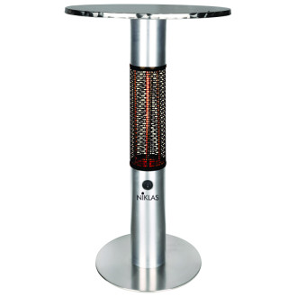 Chauffage de terrasse table bar eliot niklas 1500w lampe infrarouge a carbone structure aluminium