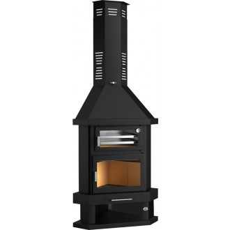 Fm cheminée métallique d'angle c-100rh 13,5kw avec four