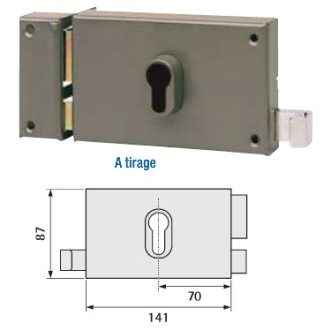 Coffre horizontal pour cylindre profil européen tirant droit ASSA ABLOY AUBE ANJOU (EX VACHETTE) 7415 - MD