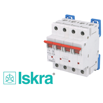 Disjoncteur tetrapolaire modulaire 10a courbe c iskra