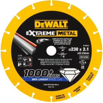 Disque diamant métal max diamètre 230 mm épaisseur 1,3 mm alésage 22,23 mm