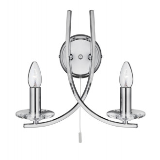 Applique 2 ampoules ascona, en chrome et verre