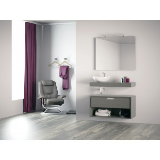 Ensemble de salle de bain suspendu future 02 100cm chêne gris