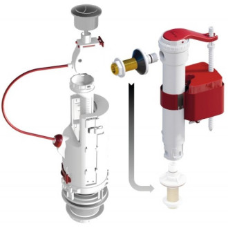 Ensemble mécanisme de chasse dual 6 ave robinet flotteur sx