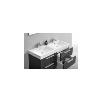 Ensemble meuble salle de bains double vasque 120 cm ideo gris foncé laqué