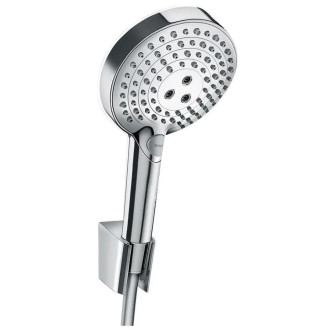 Ensemble support mural et douchette 120 3jet PowderRain avec flexible de douche 160 cm chromé - 27668000