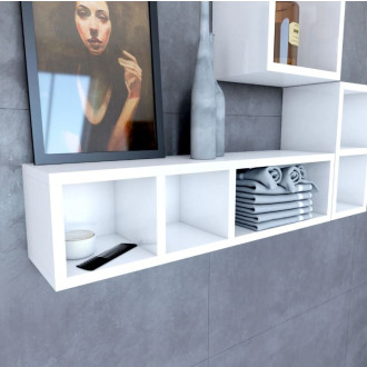 Etagère murale 80x20x20cm blanche de rangement 3 emplacements - PERSONALYZ TRIPLO Aurlane - LAV424