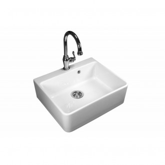 Evier céramique timbre d'office 1 bac campagne blanc sarreguemines