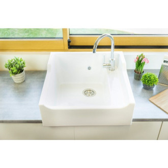 Evier céramique Timbre D'office Vintage blanc 60cm - 1 Bac