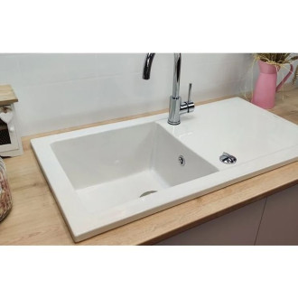 Evier céramique à encastrer Lingot XS Blanc Sarreguemines - 1 cuve avec égouttoir