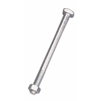 Boulon de charpente tête carrée f2 18x400 filetage 60 mm + écrou 6 pans acier zingué argent torbel - f218401