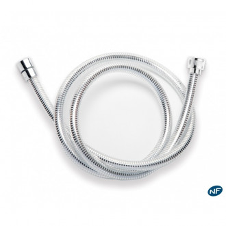 Flexible de douche transparent et chromé anti-torsion en PVC renforcé NF Longueur du flexible au choix