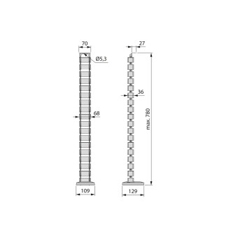 Colonne passe-câbles Pipe 4, Plastique, Peint aluminium