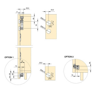 Kit de quincaillerie pour 2 portes coulissantes pliantes et armoire à fermeture souple Twofold, pour 4 panneaux non inclus, Avec coulisse, Anodisé mat