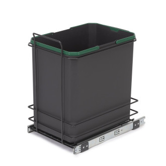 Poubelle de recyclage pour montage inférieur et extraction manuelle pour meuble de cuisine Recycle 1x35 litres, Plastique gris anthracite