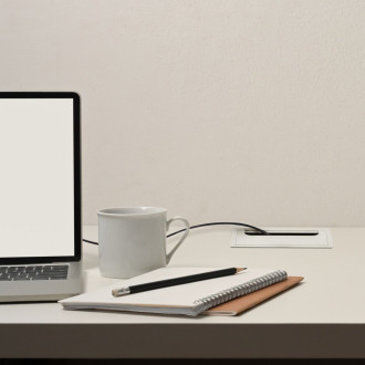 Passe-câbles de table Emuca Quadrum, rectangulaire, 159x80mm, à encastrer, Aluminium, Peint en blanc