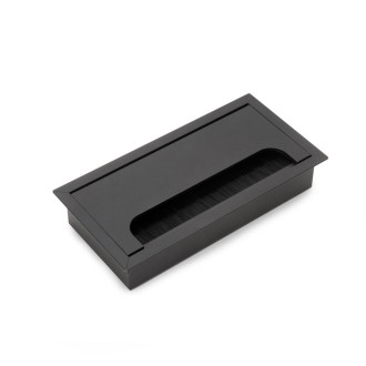 Passe-câbles de table Emuca Quadrum, rectangulaire, 159x80mm, à encastrer, Aluminium, Peint en noir