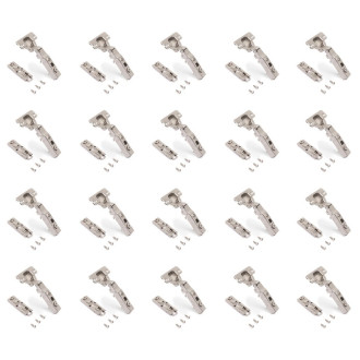 Lot de 20 charnières droites X91 à fermeture amortie avec embases droite à visser, Hauteur 1, Acier, Nickelé