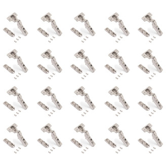 Lot de 20 charnières coudées X91 à fermeture amortie avec embases droite à visser, Hauteur 1, Acier, Nickelé