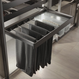 Lot de 7 tringles à pantalon pour armoires et dressings Quartz, Plastique et Aluminium, Titane