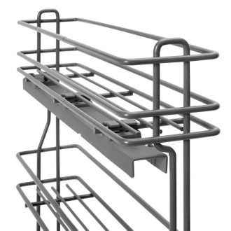 Porte-bouteilles extractible TitaneMax avec fermeture à amortie, gauche, 3 plateaux, Acier, Gris Anthracite - dimensions aux choix