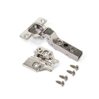 Lot de 20 charnières super coudées X91N avec embases à visser, Hauteur 0, Acier, Nickelé