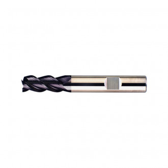 Fraise longue, 3 dents, 45°, en carbure monobloc, recouverte de TiAIN, Ø d1 - h10 : 4,0 mm, Long. totale l1 57 mm, Long. coupe l2 8 mm