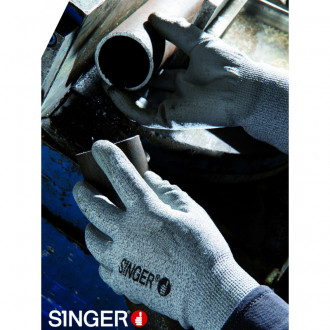 Gant anti coupure singer protection niv 5 gris enduit pu sur la paume support tricoté - Taille au choix